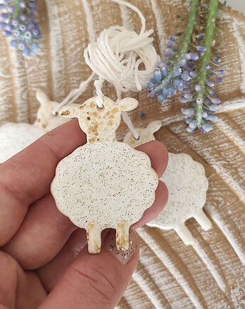 3 ceramiczne owieczki - ozdoby wielkanocne, 10FingersArt