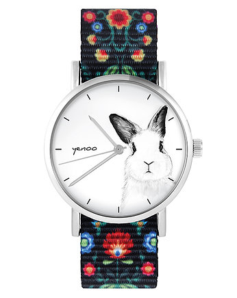 Zegarek - Królik - folk czarny, nylonowy, yenoo