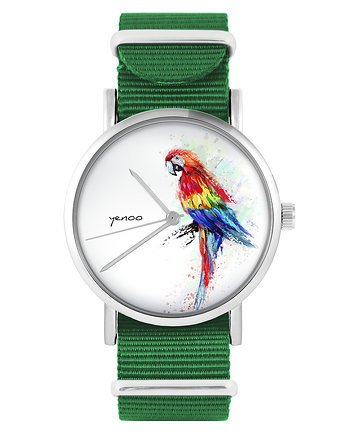 Zegarek - Papuga - zielony, nylonowy, yenoo