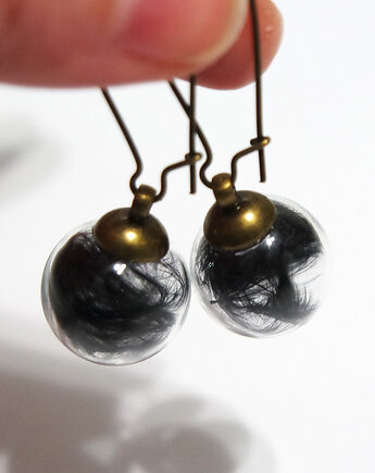 Czarne pióra - kolczyki wiszące brąz, yenoo