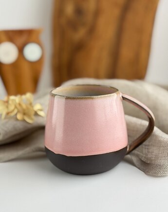 Kubek Beczułka ręcznie robiony różowy 320 ml, Ceramika Tyka