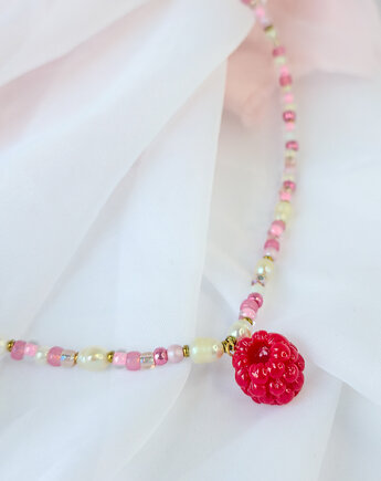 Naszyjnik z koralikami i z truskawką, Lemon Lovely