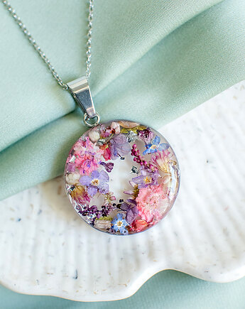 Wisiorek z kompozycją kwiatową, nature gift