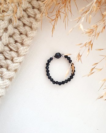 Czarny pierścionek z onyksem, LEI handmade 