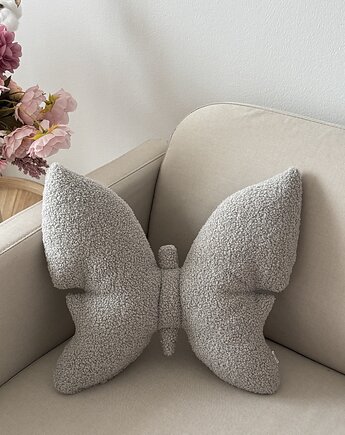 Poduszka Dekoracyjna Motyl Szara Boucle, poduszkownia