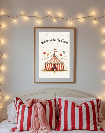 Plakat do pokoju dziecka Cyrk ilustracja vintage, black dot studio