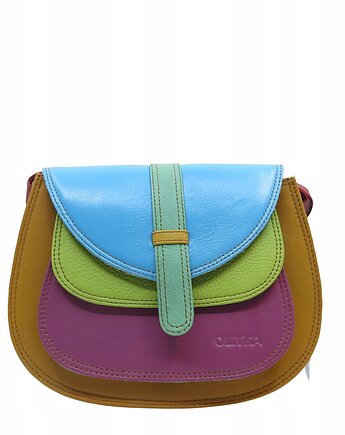 Torebka damska na ramię skórzana pojemna kolorowa ze skrawków eko OLIVKA, Olivka Warsaw