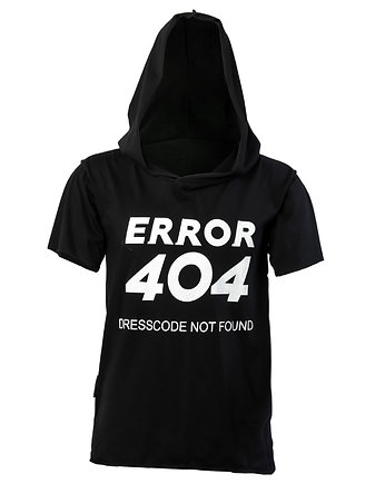 Czarny t-shirt z kapturem i nadrukiem ERROR 404, PIKIEL