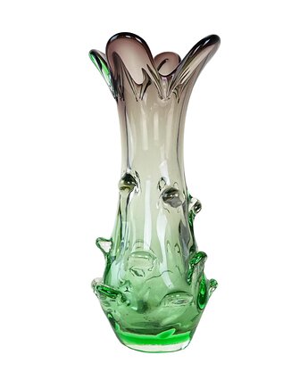 Wazon zielony, szkło Murano, lata 60, produkcja: Włochy, Przetwory design