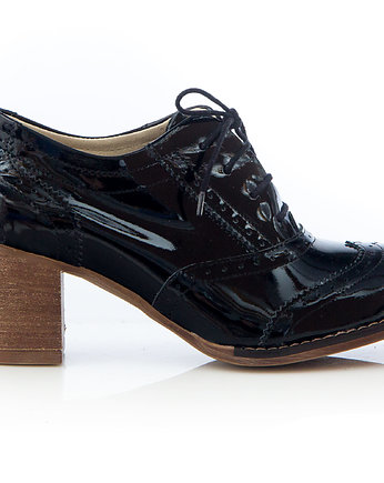 SKÓRZANE PÓŁBUTY ZAPATO 251CZARNY LAKIER, Zapato