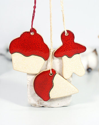 Komplet ceramicznych ozdób choinkowych, 10FingersArt