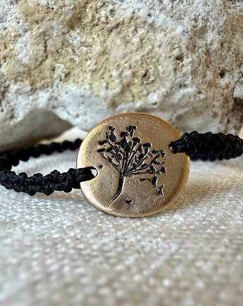 Bransoletka sznurkowa z detalem z brązu, Metalova Magia