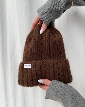 Puszysta czapka Cloud wełna merino alpaka kolor kasztanowy *dostępna od ręki*, GANGSTA KNIT