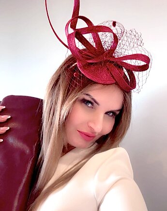 Fascynator REBECA bordo/  inne kolory, MONIKA SAXTON LUXURIOUS MILLINERY