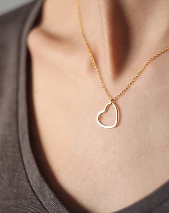 16k Gold Plated Open Heart Necklace #2, Le Boho Bleu