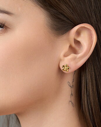 Kolczyki z kwiatkami- srebro 925 pozłacane, Coccola JEWELLERY