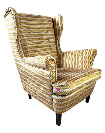 Fotel uszak Queens we wzory, welurowy, Flamingos