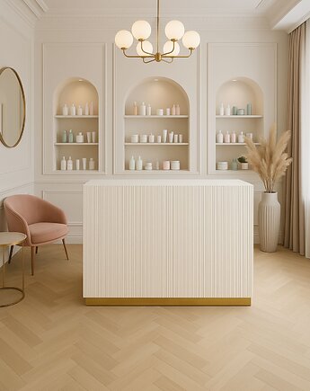 Lada recepcyjna KASZMIROWA ryflowana do salonu gabinetu DOSTĘPNA OD RĘKI, Papierówka Simple form of furniture