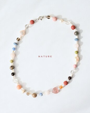 NATURE Naszyjnik RHEI z kamieni naturalnych lawa Chocker Kolorowy