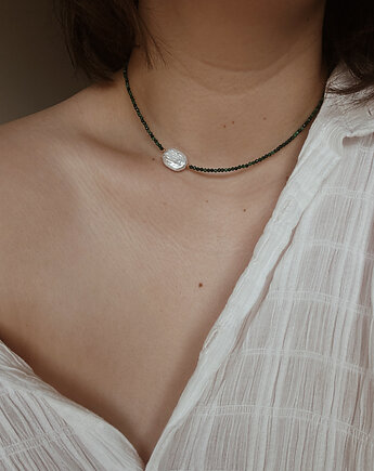 Naszyjnik Malachit  z perłą, Chmolowska Jewellery