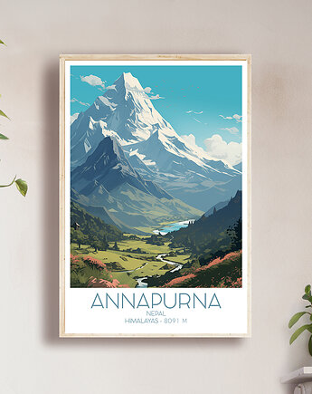 Nepal - Annapurna, Himalaje - Plakat, pamiątka dla podróżnika, Black Sapphire Art
