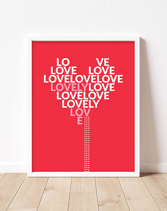 Plakat z sercem, typograficzny, Dekorando