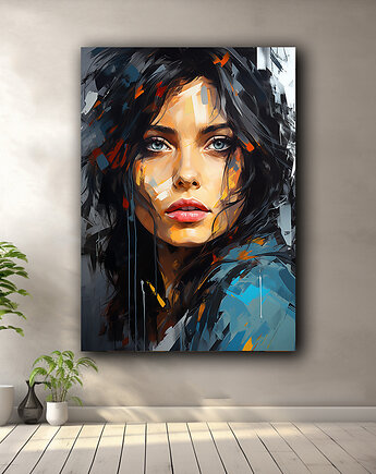 Portret kosmonautki - Plakat - Druk - Astronauta, Abstrakcja, Loft #6, Black Sapphire Art