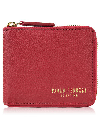 Portfel damski skórzany mały czerwony poziomy z RFID KV-04-RD, Paolo Peruzzi