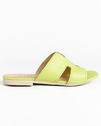 DAMSKIE KLAPKI NA MIĘKKIEJ PODESZWIE-SKÓRA NATURALNA-MODEL371-KOLOR PISTACJOWY, Zapato