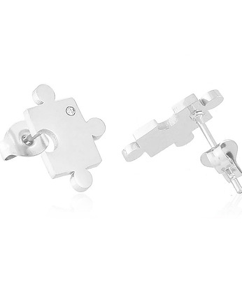 Kolczyki puzzle srebrne stal chirurgiczna, OKAZJE - Prezenty na 18 dla syna