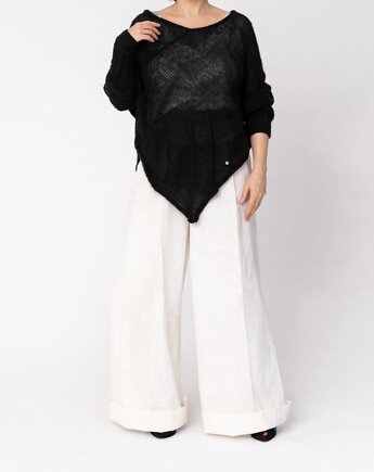 Lekkie ponczo damskie z wełny - Czarne, YOU by Tokarska