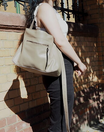 Taupe skórzana torba, Łagoda