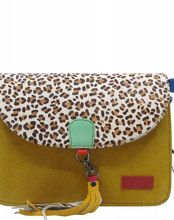 Torebka klasyczna damska zamszowa odpinany chwost brelok OLIVKA, Olivka Warsaw