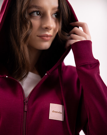 Bluza bordo rozpinana bawełna organiczna GOTS, tree rebel