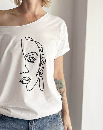 Lineart twarz Biały Oversize, ONE MUG A DAY