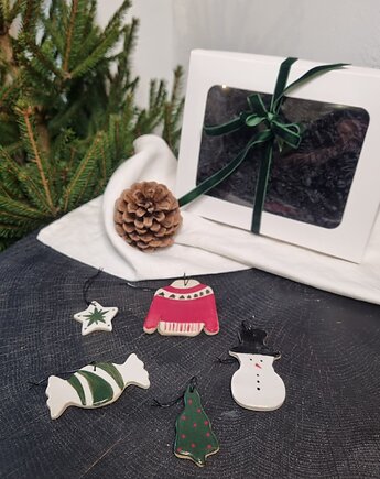 Zestaw 5 ręcznie malowanych zawieszek, krusz art