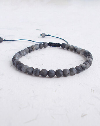 Larvikit mat 4 mm bransoletka czarny sznurek, galeria nuit