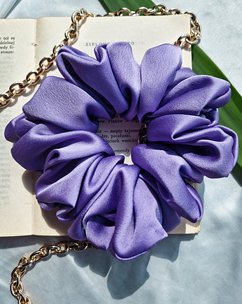 Scrunchie Cloudy Lilac XL - gumka do włosów satynowa liliowa, SILKY DESIRE