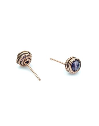 Kolczyki sztyfty z ametystem, Blue Pearl Art
