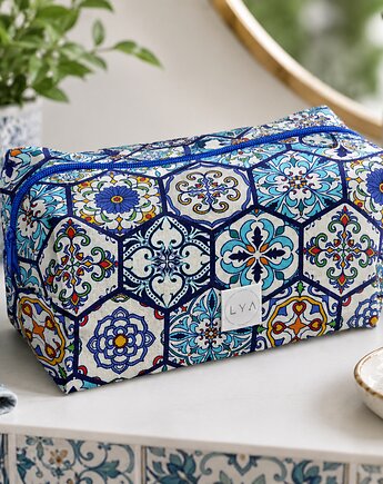 Kosmetyczka damska duża wodoodporna etui kuferek organizer kafle, Uszyciuch
