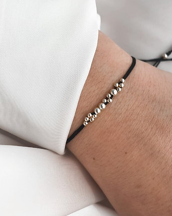 Srebrna  Brasnoletka Bubble na czarnej nici, Martellie Jewellery
