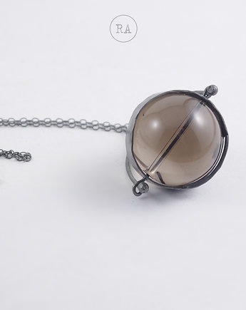 SREBRO Kwarc Dymny A232 - naszyjnik z kryształem, RA