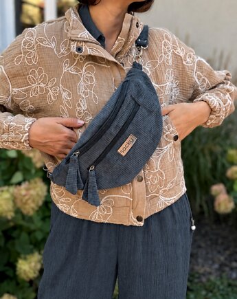 Sztruksowa nerka fall petrol, sacky bag