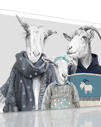 Obraz na płótnie -KOZY RODZINA 120x80, NOWdeco