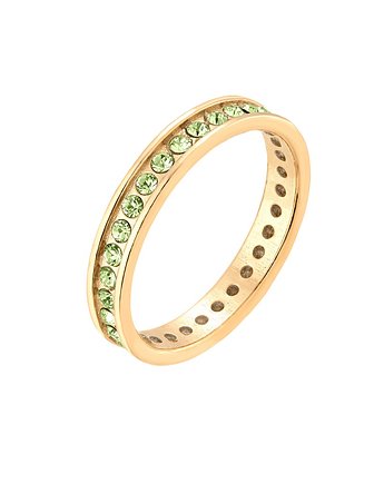 Złota obrączka z zielonymi kryształami Preciosa, SOTHO