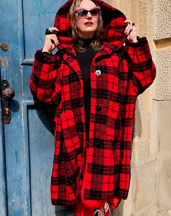 New Kurtka/ Płaszcz krata Wool, momo fashion