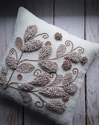 Nowość! Poduszka dekoracyjna Boho beżowa naturalna, PUCHAKI