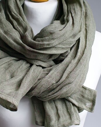 Szal lniany damski, lniany modny szalik na wiosnę, MINT, Pracownia Rękodzieła Zolla