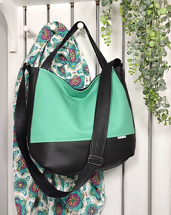 Miętowa listonoszka 3w1, miętowa torebka shopper, miętowa torba damska, ankate