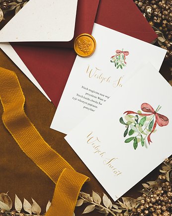 Kartka świąteczna jemioła, boho design